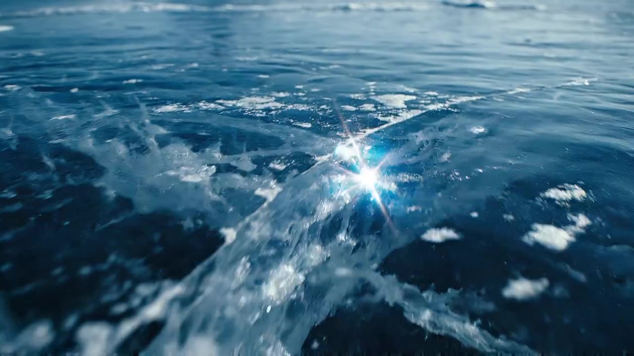 Close-up of Textured Blue Ice with Cracks and Frost