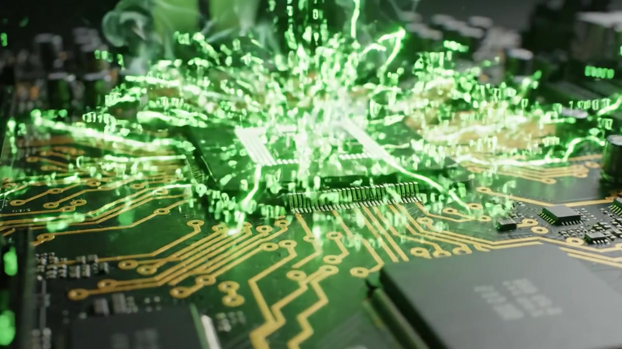 A Close-Up View of a Circuit Board: Exploring the Intricate Design and Components of Modern Electronic Technology with Detailed Connections and Structures