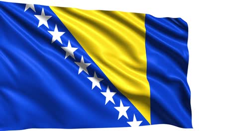 flag of bosnia and herzegovina with fabric structure in the wind (alpha channel, loopable)