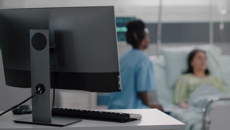 Afro-american-woman-examining-bones-radiography-checking-sickness-recovery