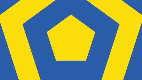animación geométrica de bucle sin costuras amarilla y azul con elementos pentagonales. animación de fondo simple con formas cuadradas amarillas y azules