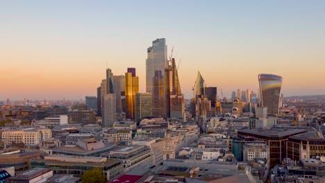 sunset to evening time lapse view of the 2021 city of london skylin