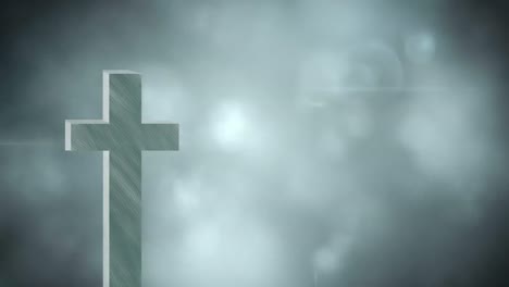 Animation-of-Christian-cross-over-glowing-spotlights-