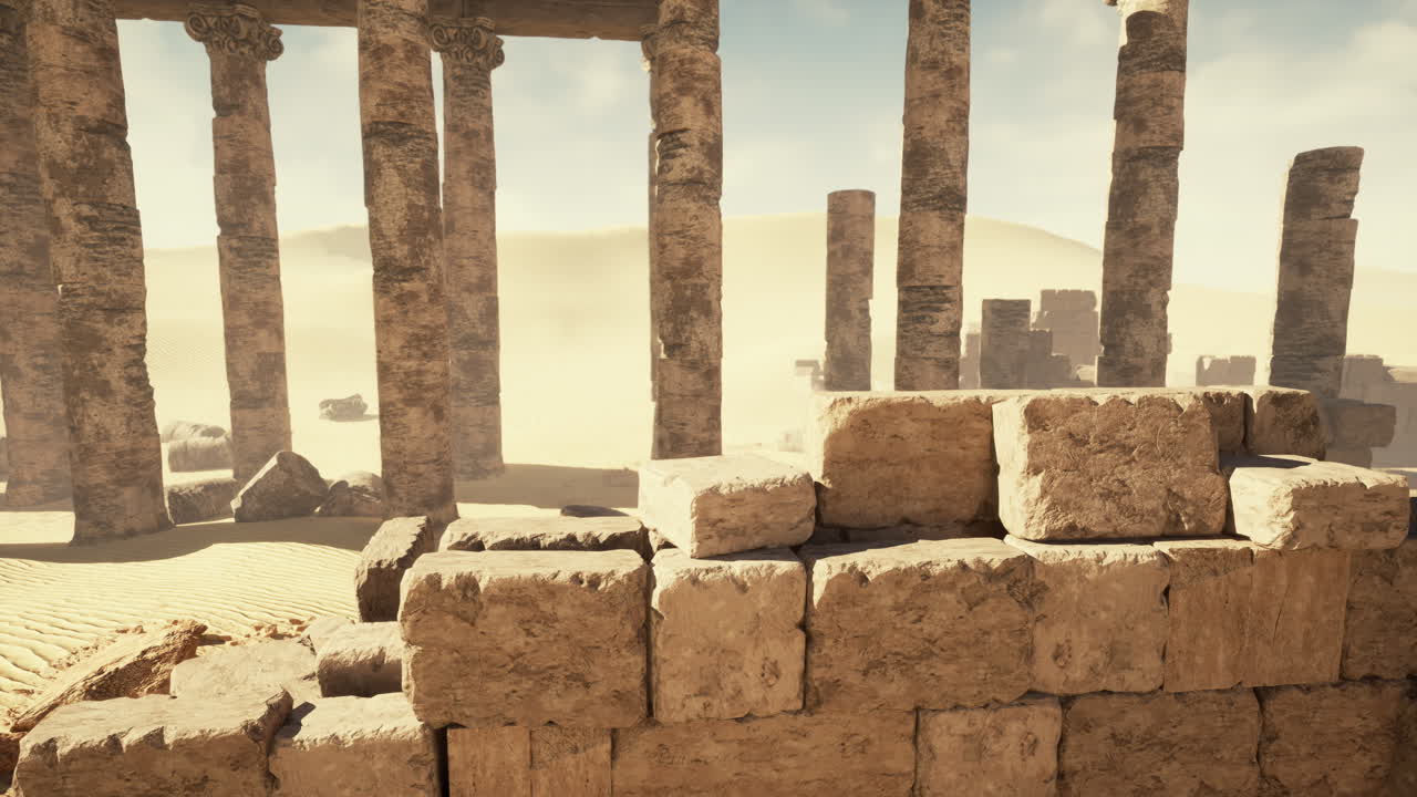 사막 에 있는 고대 유적 들