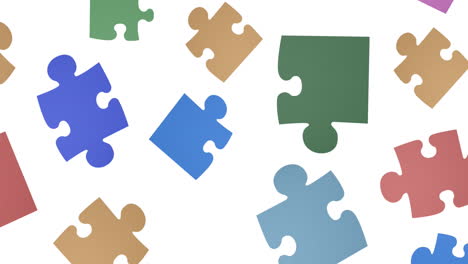 animation of multicoloured puzzle pieces on white background