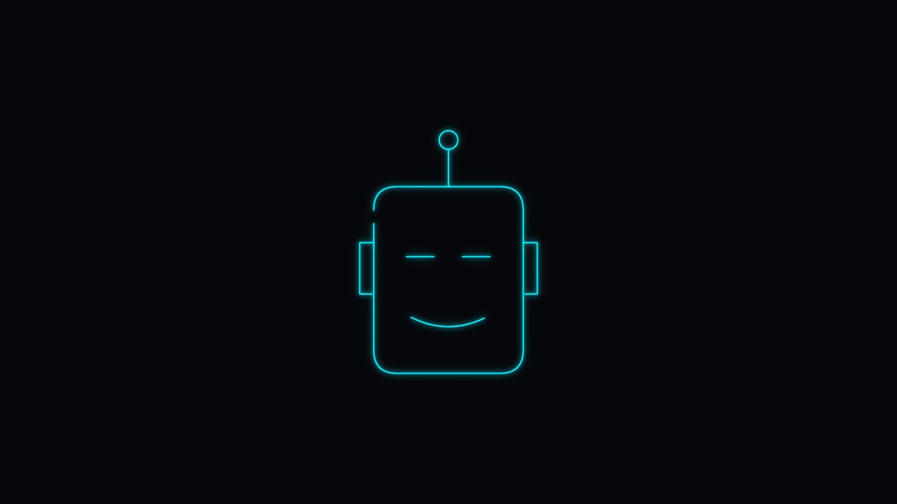 Minimalist Neon Robot Head Icon Animation