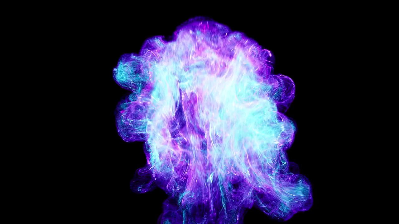 Abstract Blue and Purple Smoke Explosion on Black Background