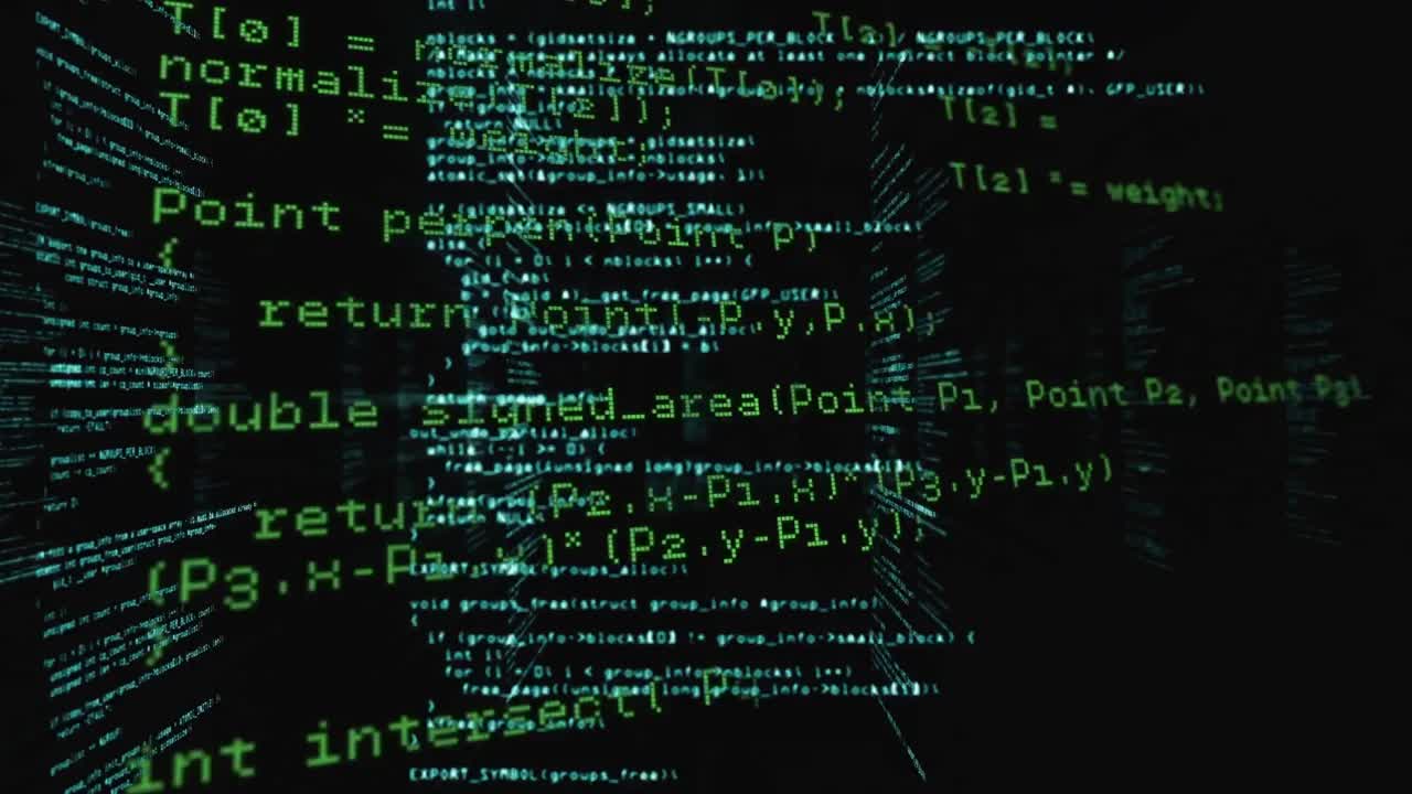 Unique digital loop video of various computer programming scripts
