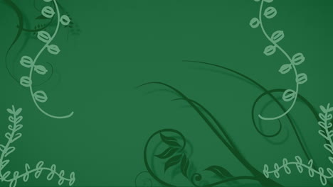animación de hojas verdes sobre un fondo verde