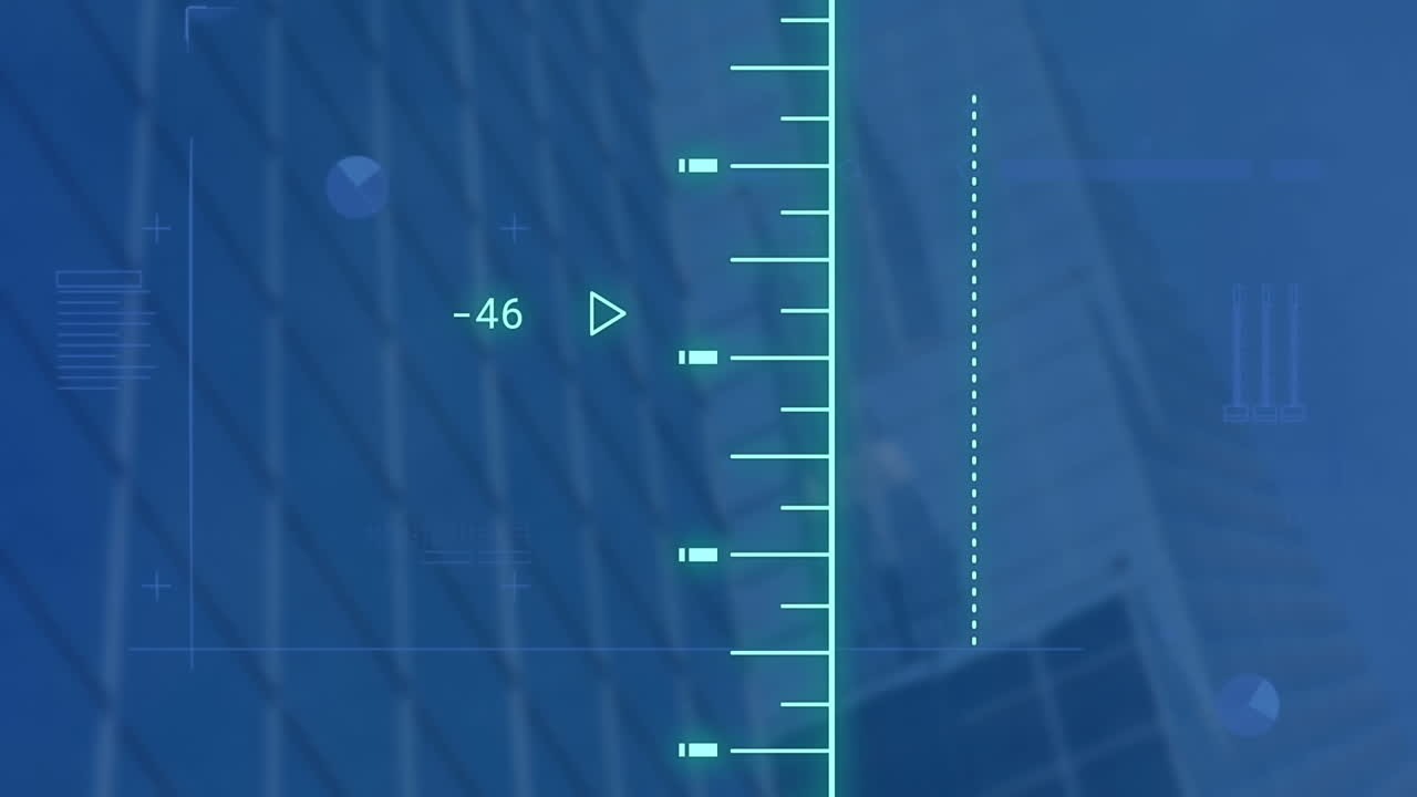 디지털 스케일의 애니메이션과 높은 건물에 대한 데이터 처리