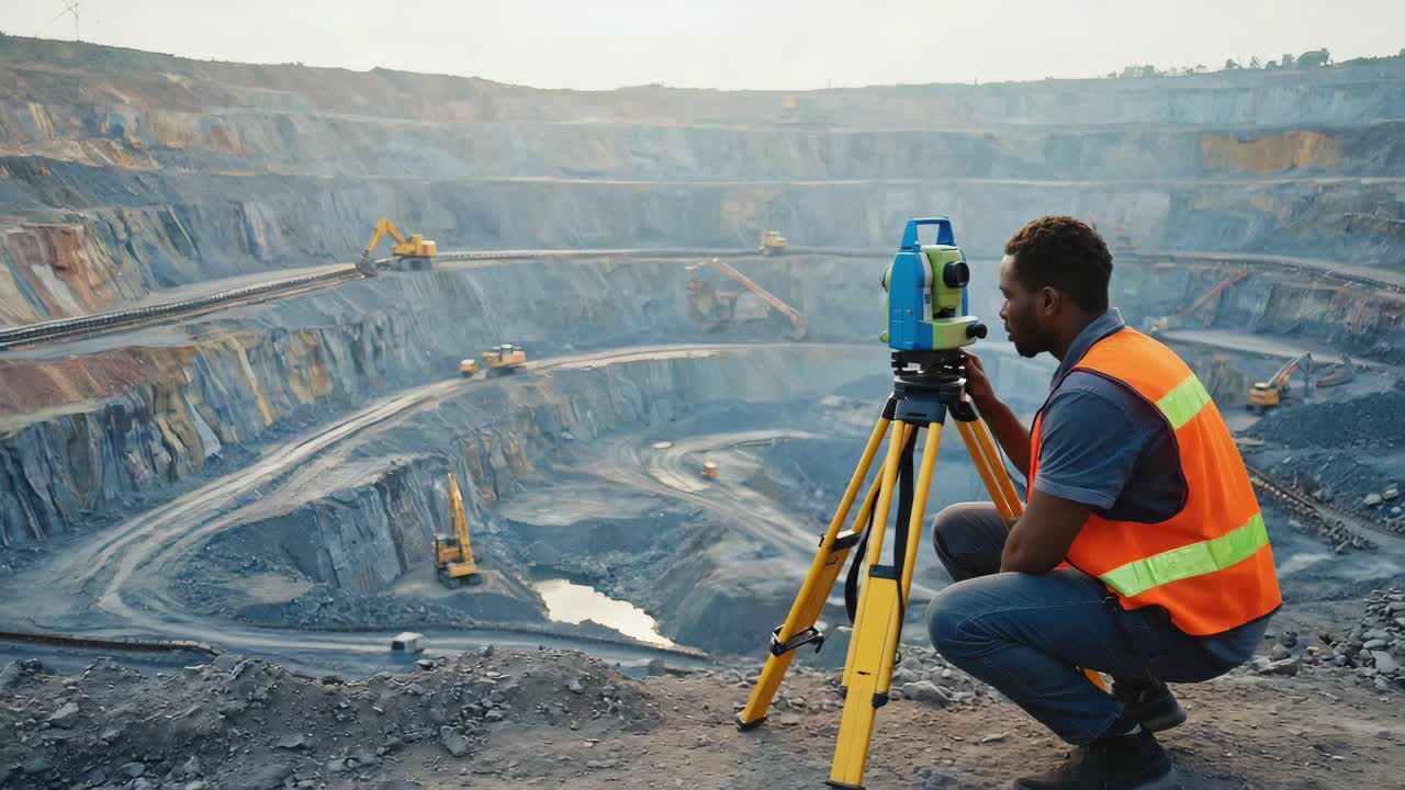 Surveyor at an Open-Pit Mine