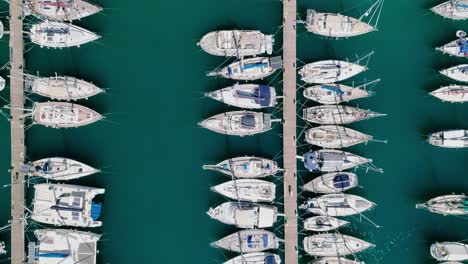drone shot over the marina, seaside boulevard, beaches, summer in agios nikolaos crete greece