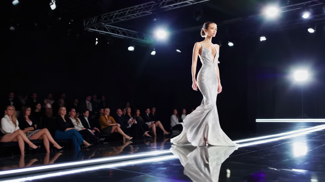 Model Walking on Fashion Runway