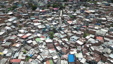 comuna 13 in medellin colombia during summer in the morning drone shot