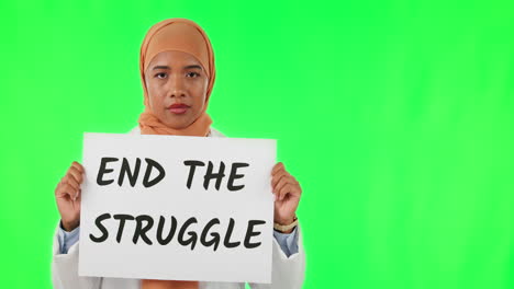 Sign,-protest-and-a-Muslim-doctor-on-green-screen
