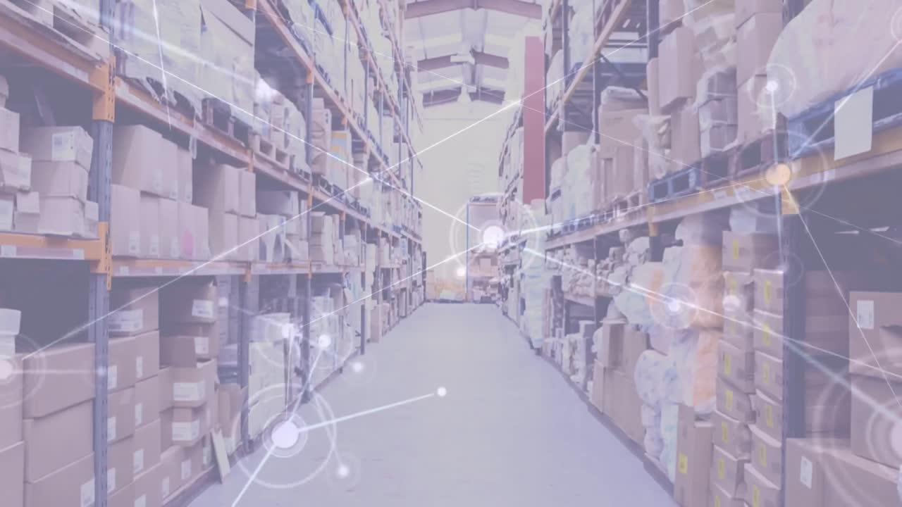 animación de la red de conexiones y procesamiento de datos a través del almacén