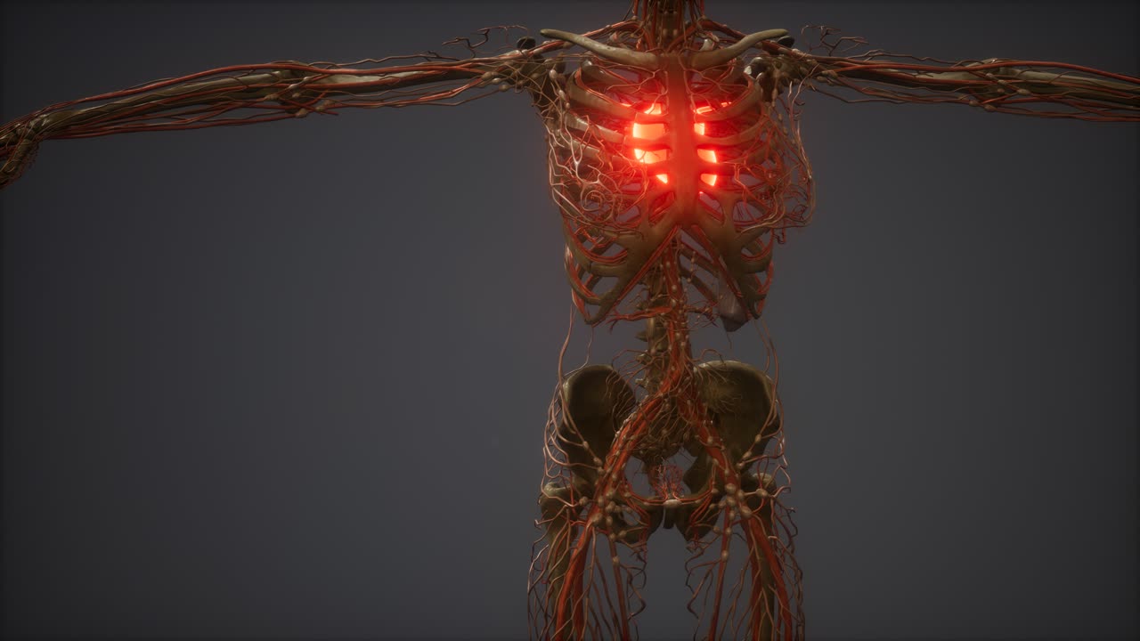 animación cg de un corazón humano enfermo