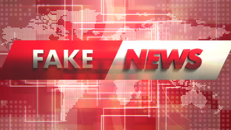 animation text fake news and news intro graphic with lines and world map in studio