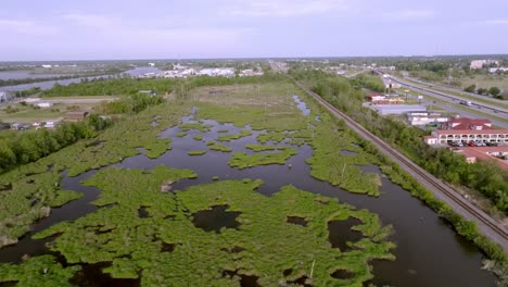 bayou in lake charles, louisiana with drone video moving forward