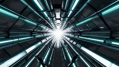 futuristic dark metal tunnel with neon glowing lines