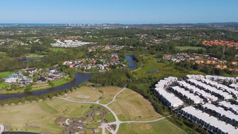 expansive aerial view of urban parklands