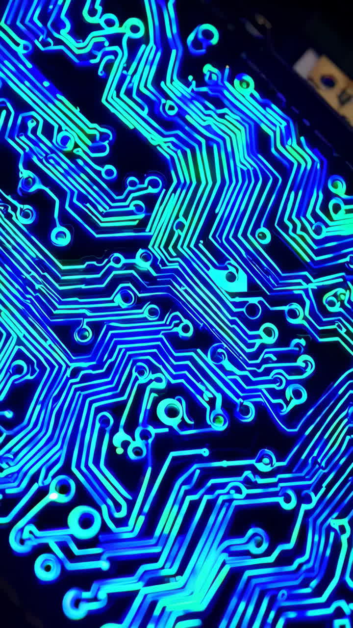 Close-up view of glowing circuit board