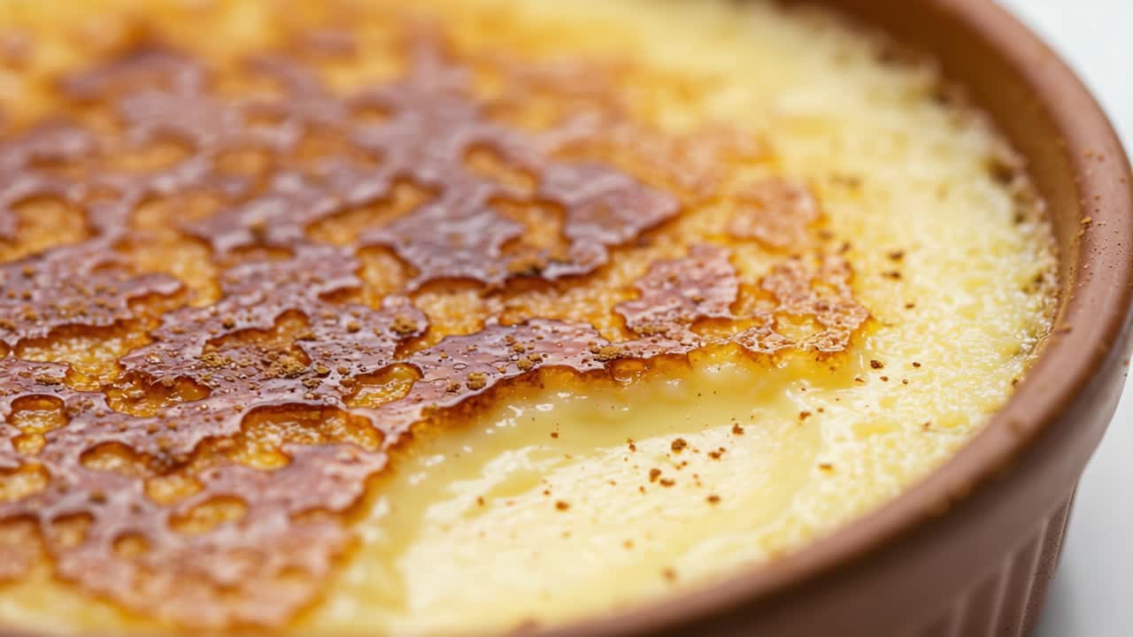 Close-up of Cr hyph me Br hyph ul hyph ee with Cracked Caramelized Sugar Topping