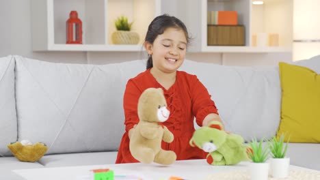 girl child playing games at home.