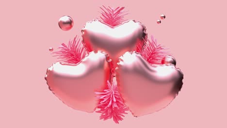 escena rosa 3d render movimiento objeto metálico abstracto ornamento concepto de navidad