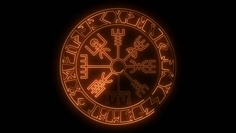 este es un signo rúnico animado. círculo rúnico en llamas, futhark