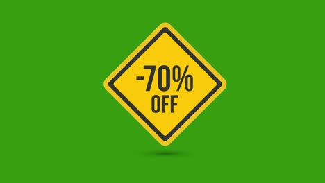 -70% de descuento en la señal de tráfico amarilla