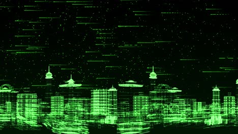 Digital city digital cyberspace with particles and digital data network connections 5g highspeed