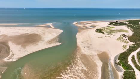 river flowing into the north sea at netherlands and belgium border, het zwin nature reserve