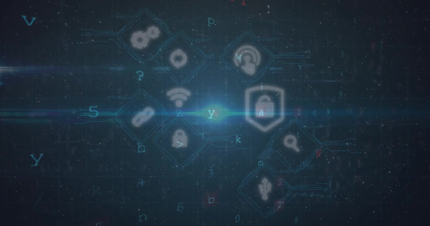 Animation of text with globe and network of connections