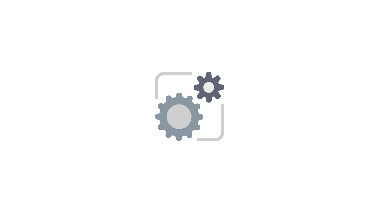 Animated Icon of Rotating Gears on White Background