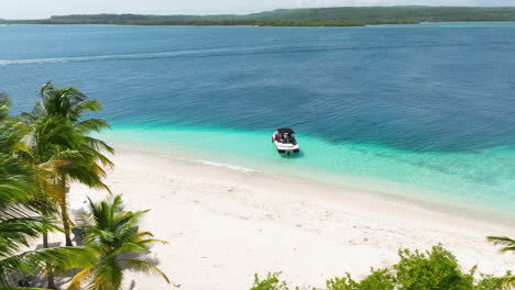 Tourists-On-A-Boat-Ride-In-Cayo-Sombrero-Island-In-Venezuela---Drone-Shot