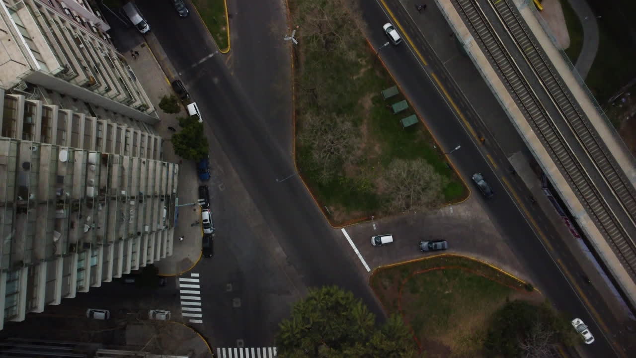 Beautiful and complex crossroads in Buenos Aires, top view