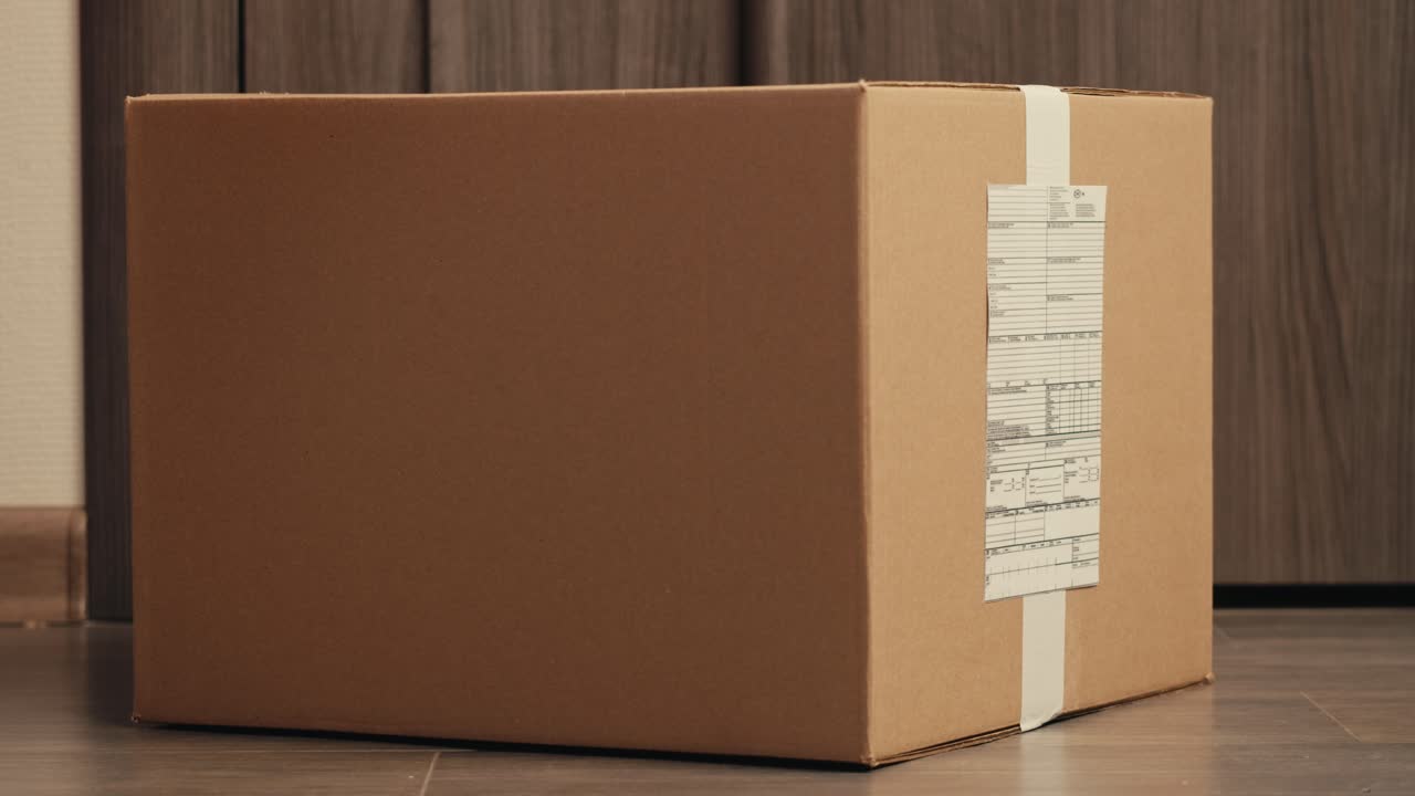 Food and goods delivery box, contactless online shopping, volunteer courier delivers parcel a to door of home, door to door deliver, e-commerce purchase.