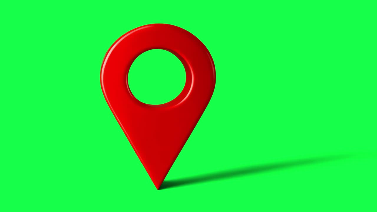 Red location pin icon transparent 4K video, green screen