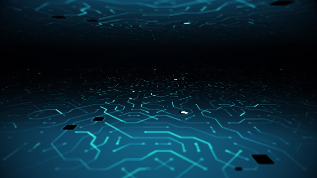 Endless Travel Over Dark Circuitboard Environment Background Loop