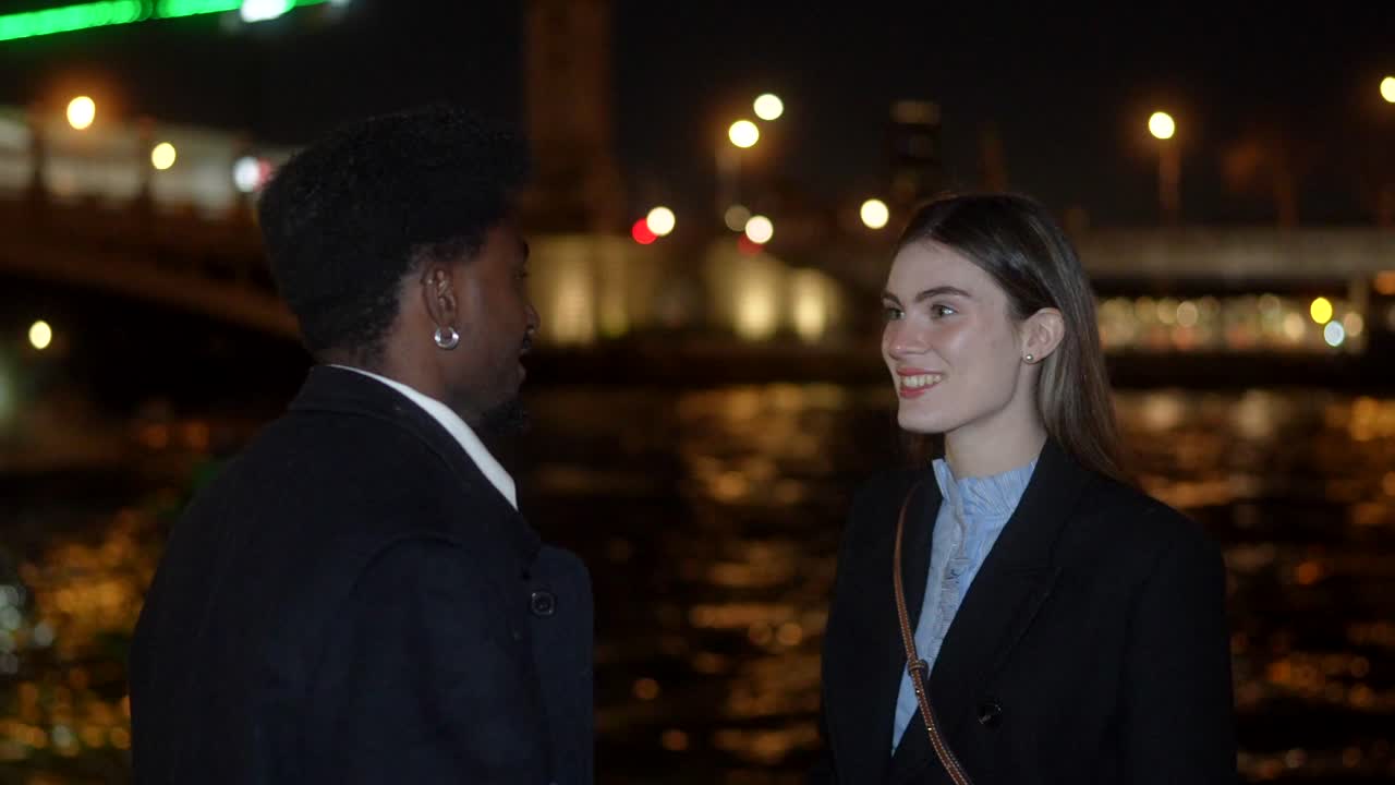 Couple talking at night