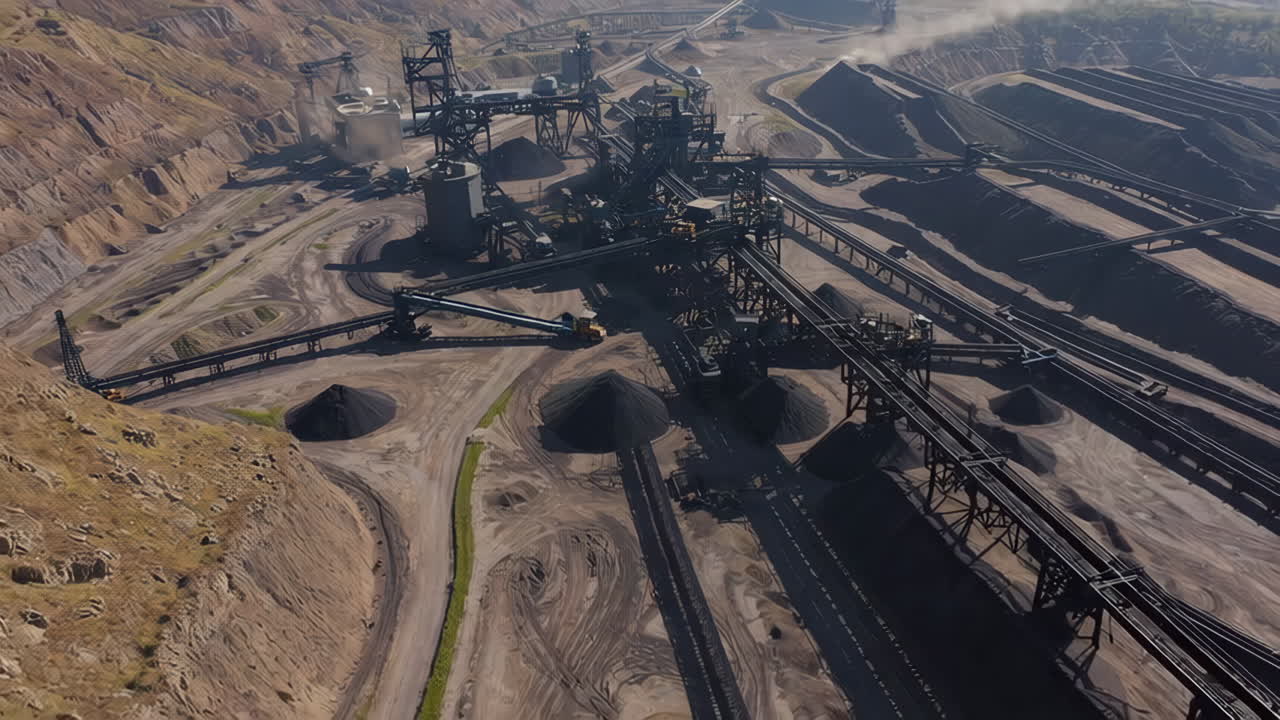 Aerial View of a Large Industrial Open-Pit Mining Operation