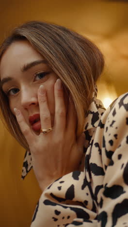woman in leopard print coat