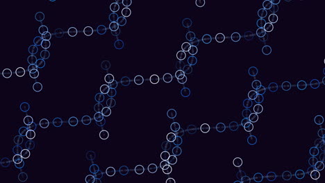 Interconnected-circles-blue-and-white-pattern-on-black-background
