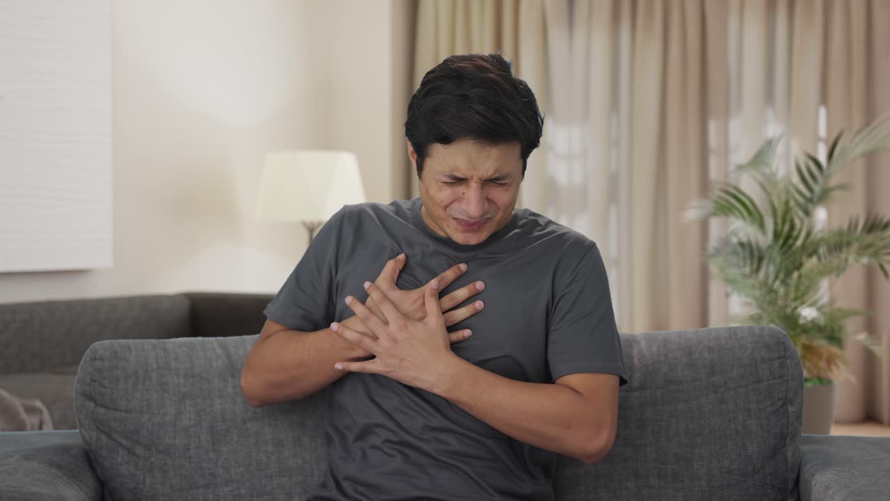 Indian man having an heart attack