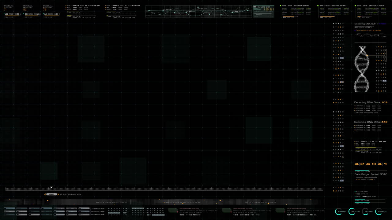 Advance head up display of electron microscope scanning airborne virus outbreak showing the anatomy of the virus in close up details