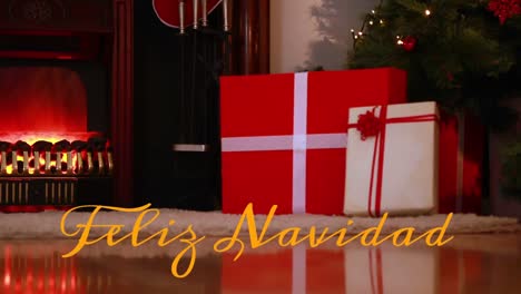 feliz navidad written over christmas presents