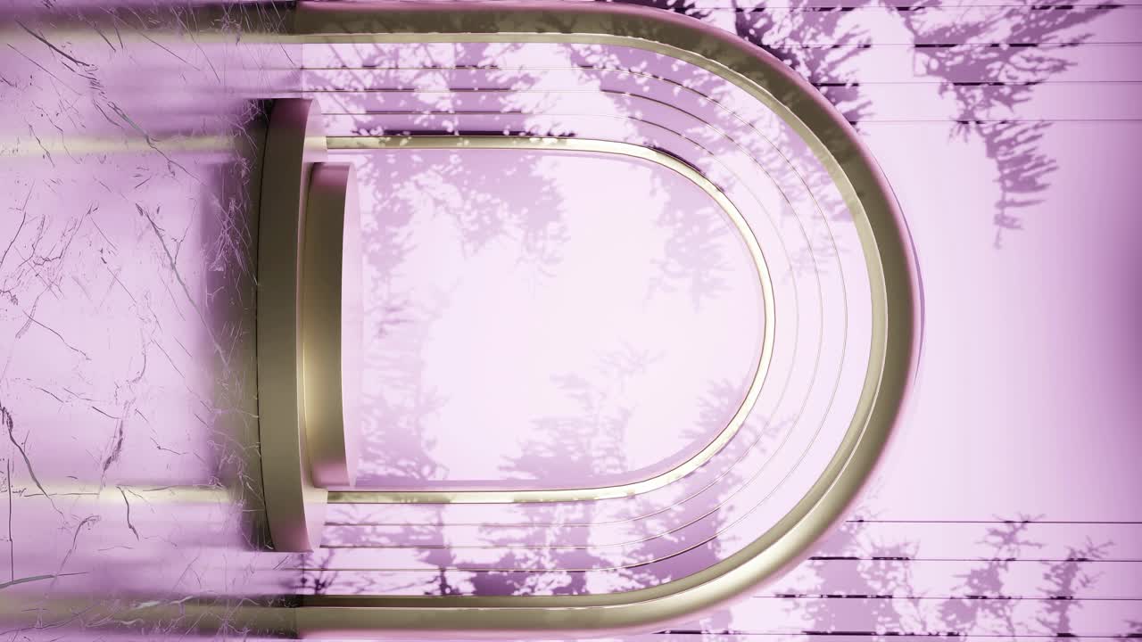 diseño vertical de soporte de exhibición de productos con sombra de hojas de árboles en animación de renderización 3d, sitio web de comercio electrónico venta descuento joyas femeninas rosas