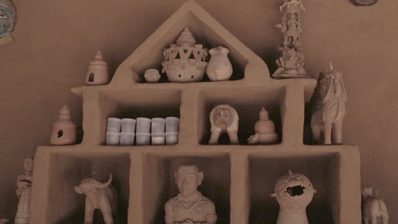 traditional Handicrafts stone items kept for selling at street vendor at day video is taken at udaipur rajasthan india.