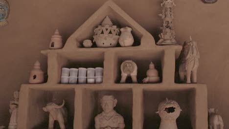 traditional handicrafts stone items kept for selling at street vendor at day video is taken at udaipur rajasthan india.